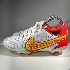 Nike Tiempo 9 Kids Boys Youth Size 6 6Y Soccer Cleats White Red Shoes Sneakers